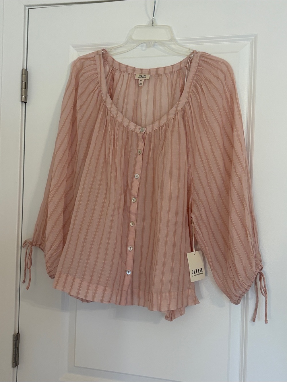 a.n.a Blush Scoop neckline Peasant Blouse Size XXL NWT